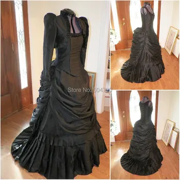 Pagal užsakymą madeR-452 Užsakymą 1860 M pilietinio Karo Gothic lolita Vestuvių Suknelė/Viktorijos suknelės/Renesanso suknelė Vintage Kostiumai