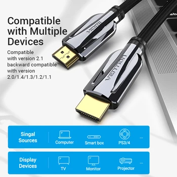 Paj HDMI 2.1 Kabelis 8K@60Hz Didelės Spartos 48Gbps HDMI Kabelis Apple TV PS4 Aukštos raiškos daugialypės terpės Sąsajos Kabelis HDMI