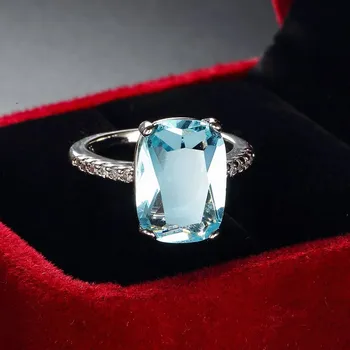 Pakabukai Moterų Vestuvių Žiedai Aukštos Kokybės Aikštėje Mėlynasis Akvamarinas Cirkonis Žiedas Šalies Dalyvavimą Papuošalai, Dovanos
