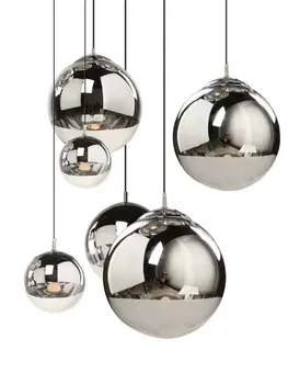 Paprasta galvanizavimo sferiniai aukso, sidabro vario kamuolys stiklo LED Kabinti LightNordic restoranas, baras, kavinė, baras priedai veltiniams, vilna lempa