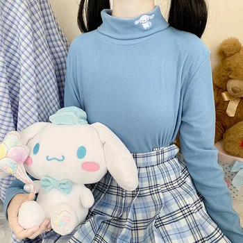 Pavasarį, Rudenį Japonijos Nauja, Moterų Ilgas Rankovėmis Marškinėliai Cinnamoroll Animacinių Filmų Spausdinti Minkštas Megztinis Prarasti Laukinių Studentų Minkštas Šiltas Viršūnės
