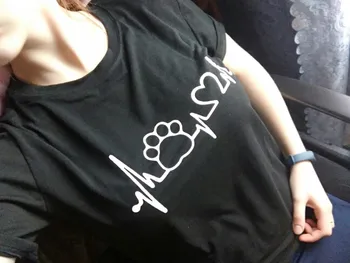 Paw Širdies Arterijos šuo, katė Moterų marškinėlius Medvilnės Atsitiktinis Juokingi marškinėliai Lady Mergina Viršuje Tee Hipster 6 Spalvų Lašas Laivas Z-1104