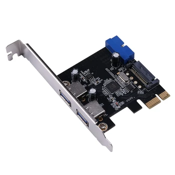 PCI-E 2 Port USB 3.0 PCI Expansion Card 19-Pin/20-Pin Išorės Pcie Card Adapteris Paramos PCIE 1X 4X 8X 16X