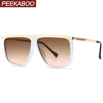 Peekaboo flat top akiniai nuo saulės moterims aikštės pusę, metalo, aukso uv400 balta ruda retro saulės akiniai ponios vasarą karšto pardavimo