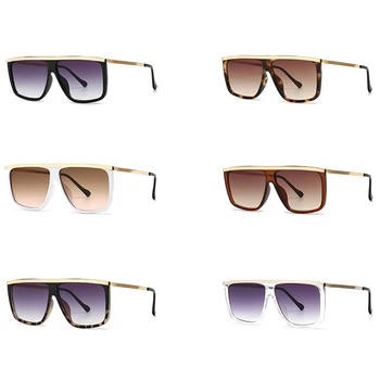 Peekaboo flat top akiniai nuo saulės moterims aikštės pusę, metalo, aukso uv400 balta ruda retro saulės akiniai ponios vasarą karšto pardavimo
