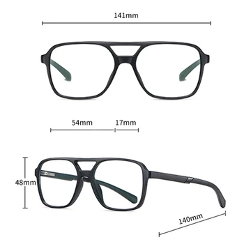Peekaboo mėlynos šviesos blokavimas, optiniai akiniai vyrų tr90 kompiuteris juodas kvadratas akinius moterims, didelis rėmas, skaidraus lęšio ultralight
