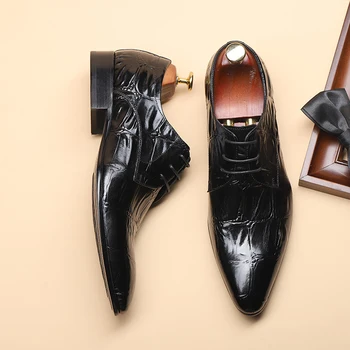 Phenkang mens oficialų batai natūralios odos oksfordo bateliai vyrams juoda 2020 suknelė vestuvių verslo raišteliais, odos brogues batai