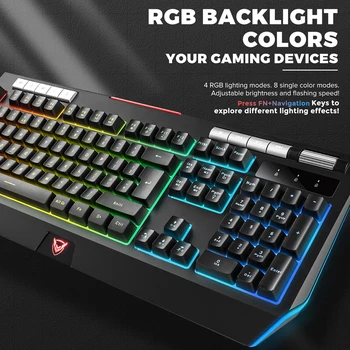 PICTEK PC245 Žaidimų Klaviatūra Laidinio Mechaninė Jausmas RGB Membranos Klaviatūra su Telefono Laikikliu 25 Anti-šešėlius Klavišą PC Gamer