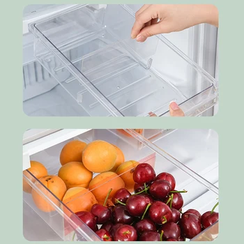 Plastikiniai Aišku, Šaldytuvo Stalčių Krepšelį Virtuvė-Maisto Vaisių Saugojimo Dėžutė Organizatorius Šio saugojimo krepšys funkcijų, patvarus, kablys pavasario