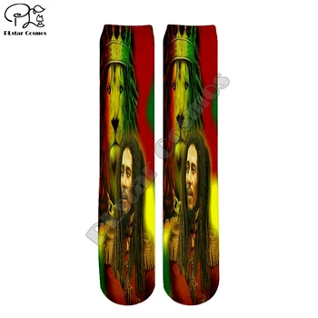 PLstar Kosmosas, Bob Marley Reggae Grobis Juokinga, Spalvinga Hip-Hop Unisex naujas mados atsitiktinis 3Dfull Spausdinti Moterys/vyrai/berniukas/mergaitė kietas, Šiltas, Medvilnė Kulkšnies Kojinės, tipas-1