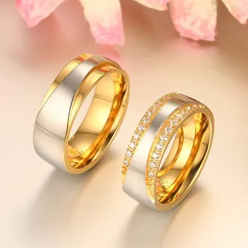 Pora Vestuvių Juostoje vyriški Žiedai Aukso Spalvos Aljanso anillos anel bague Žada Meilę, Sužadėtuvių Žiedai Moterims Valentino Dieną