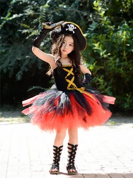 POSH SVAJONĖ Naujas Helovinas Piratai Vaikų Mergaičių Kostiumas Kostiumas su Skrybėlę Piratai Tutu Apsirengęs Juoda Bamblys Cosplay Mergaičių Drabužiai