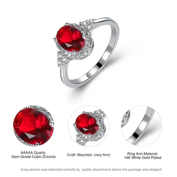 Prabanga Moterų Raudonųjų Kristalų Akmens Žiedas Classic Sidabro Spalvos Vestuvių Žiedai Moterims, Stilinga Nuotakos Ovalo Formos Cirkonis Vestuvinis Žiedas