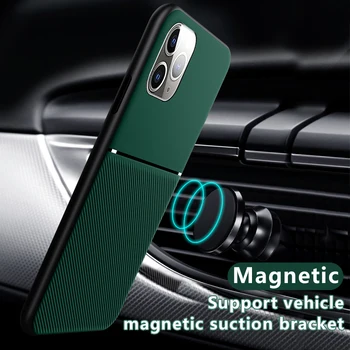 Prabanga Silikono Automobilių Magnetinis Laikiklis Telefono dėklas skirtas iPhone 11 Pro X XR XS Max 8 7 6s 6 Plus Ultra-plonas Odos apsauginis Dangtis