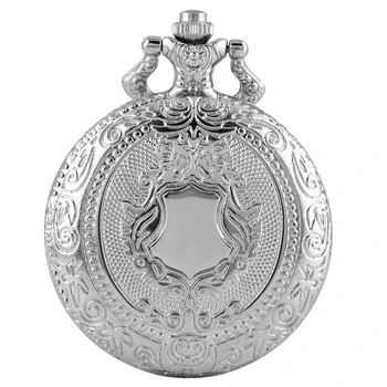 Prabanga Silver Shield Karūna Modelis Kvarco Kišenėje Žiūrėti Mados Karoliai Pakabukas Grandinės Juvelyrikos Dovanų Steampunk Laikrodis Vyrams, Moterims