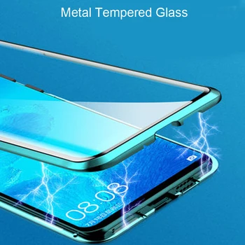 Prabangus Magnetinis Adsorbcijos Atveju, Huawei P20 Lite Metalo Rėmas Doubl Pusių Stiklo danga p20 P20Lite Apsauginis Telefono dėklas Shell