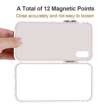 Prabangus Magnetinis Flip Cover Telefono dėklas skirtas iPhone Xs Max Xr X 6 7 8 Plius 11 11 Pro Max PC Sienos Grūdintas Stiklas, galinis Dangtelis