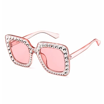 Prekės Dizaineris Negabaritinių Aikštėje, Spindintis Deimantas Moterų UV400 Akiniai nuo saulės Veidrodėliai Mados kalnų krištolas Moterų ir Vyrų Vairavimo Saulės akiniai
