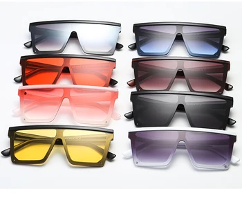 Prekės Dizaineris Vienas Gabalas Akiniai nuo saulės Moterims, Vyrams Flat Top Negabaritinių Vairavimo Kietas Saulės Akiniai UV400 Klasikinis Aikštėje Vyrų Gafas Akiniai