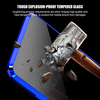 Privatumo Metalo Magnetinių Grūdintas Stiklas Telefono dėklas Samsung Galaxy S8 S9 S10 Plus Pastaba 8 9 Magnetas Anti-peržiūrėti 360Protective Dangtis