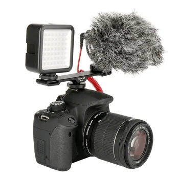 PT-2-Dviguba blykstės ir fotoaparato kontaktinės jungties tvirtinimo Adapteris Flash Mikrofono Laikiklis Laikiklis DV DSLR Mikrofonas Šviesos Priedai