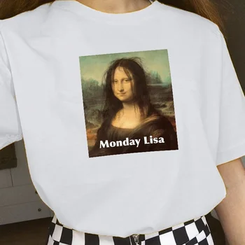 PUDO-XSX Unisex pirmadienis Lisa Juokinga T-Shirt, Derliaus Mados Hipters Mielas Vasaros Top Tee Meme Marškinėliai Dovana