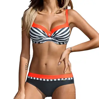 Push-Up Bikinis 2020 Plius Dydis maudymosi Kostiumėliai Moterims Bikini komplektas Dryžuotas 2 Gabalas Tankini maudymosi kostiumėlį, Maudymosi Kostiumas, Paplūdimio Drabužiai Biquini S-XXL
