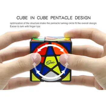 QiYi Magic Cube MoFangGe Dobilų Plius Pentacle Star Kinijos Monetos Puzzle Kubeliai Lipdukai Magija Galvosūkiai Profesinio Švietimo Žaislas