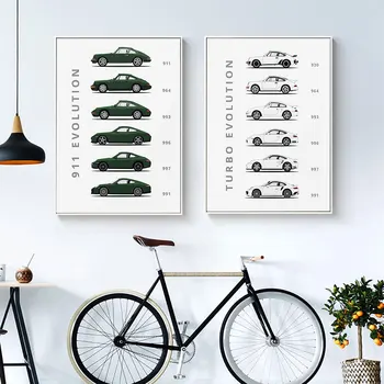 Raidos 911 ir Turbo Drobė, Tapyba ant Sienų, Automobilių Plakatas ir Spausdina Dekoro Namų Modernaus Stiliaus Rėmas