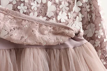R&Z Suknelė Nauja, Nėrinių Gėlių Princesė Dress 2019 M. Pavasario Mergaitės Žiemos Ilgos Rankovės Žiedlapių Mergaičių Drabužiai vaikams, suknelės
