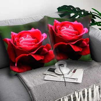 Raudona gėlė, pagalvėlė padengti Poliesterio Mesti Pagalvės užvalkalą Super Minkštas Trumpas Pliušinis Pagalvėlė Padengti Švenčių Namuose, Dekoratyvinės Pagalvėlės