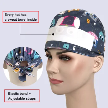 Reguliuojamas Elastinės medvilnės Daugiaspalvis Animacinis spausdinti skrybėlę Sveikatos paslaugų Šveitimas bžūp Dietologė bžūp laboratorija 