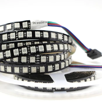 RGB LED Juosta 5m Vandeniui 5050 SMD 600 Pritemdomi LED Šviesos Juostelės Juostelės juosta diodų virvę lempos juodos spalvos PCB 12V 24V šiltai balta RGB