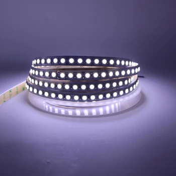RGB LED Juosta 5m Vandeniui 5050 SMD 600 Pritemdomi LED Šviesos Juostelės Juostelės juosta diodų virvę lempos juodos spalvos PCB 12V 24V šiltai balta RGB