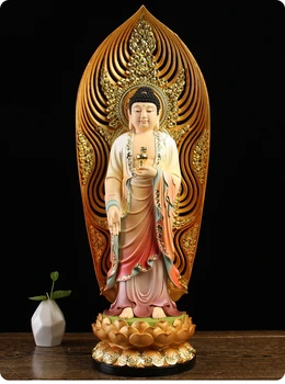 Rinkinys 3PCS NAMŲ šventovė apsaugos Budizmas XI FANG SANSHENG Nuolatinis Guan yin Amitabha Mahasthamaprapta Budos statula Didelis 51CM