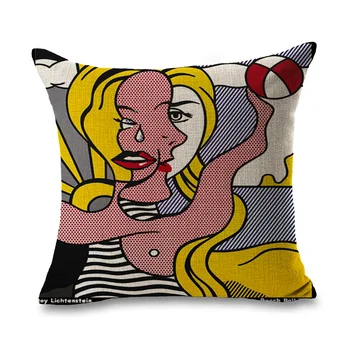 Roy Lichtenstein Pop Art Komiksai Merginos Pagalvę Euro Padengti Dekoratyvinių Massager Dekoratyvinės Pagalvėlės, Namų Dekoro Dovana