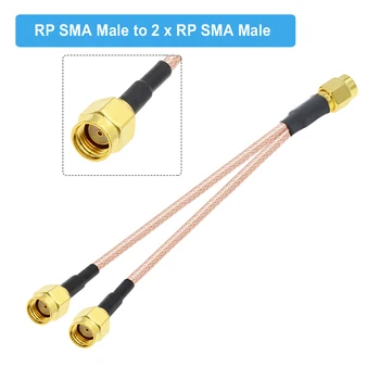 RP SMA Male / SMA Male Plug Y Tipo Skirstytuvo Combiner WIFI Antenos prailginimo Laido RG316 RF Įkalbinėti Galiuku Megztinis
