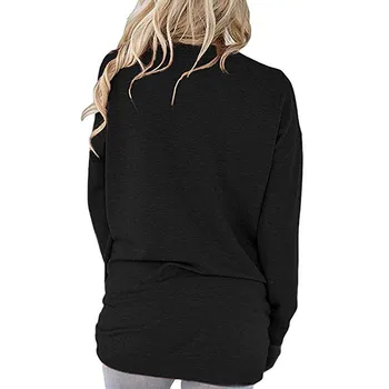 Rudenį Paprastų Moterų spaudiniais Viršūnes Mados ilgomis Rankovėmis Kišenės Atsitiktinis Marškinėliai Tunika Viršūnes, O-kaklo Megztinis Moteriška T-shirt