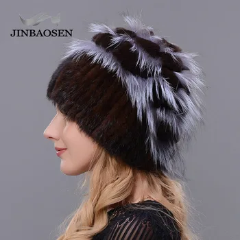 Rusijos kailio Moteris, žiemos mados nekilnojamojo audinės kailio kepurę vilnos slidinėjimo triušis gamtos fox megzti skrybėlę šiltas ausų apsaugos kelionės skrybėlę
