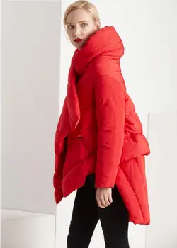 S-3XL 90% ančių pūkų paltai mados prekės ženklo Apsiaustu Asimetrinė stiliaus žemyn striukė moterims balck baltas raudonas Plonas, storesnis, šiltas kailis wj1351