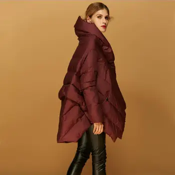 S-3XL 90% ančių pūkų paltai mados prekės ženklo Apsiaustu Asimetrinė stiliaus žemyn striukė moterims balck baltas raudonas Plonas, storesnis, šiltas kailis wj1351