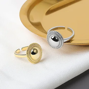 S925 sterlingas sidabro žiedai moterims apvalios formos aukso spalvos Reguliuojamo Piršto Žiedą bauda jewlery Anti-alergijos Papuošalai, Aksesuarai