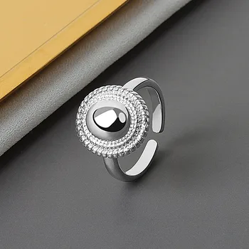 S925 sterlingas sidabro žiedai moterims apvalios formos aukso spalvos Reguliuojamo Piršto Žiedą bauda jewlery Anti-alergijos Papuošalai, Aksesuarai