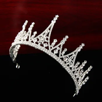 Saldus shinny kalnų krištolas karūna Gimtadienio, vestuvių tiara Princesė šukuosena, plaukų papuošalai