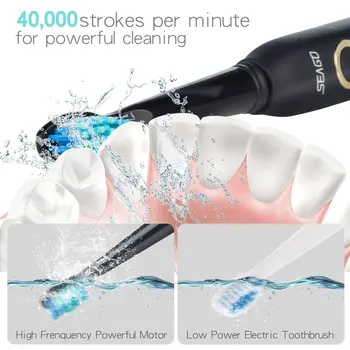 Seago SG-507 USB Įkraunamas Elektrinis dantų Šepetėlis Suaugusiųjų Vandeniui Giliai išvalyti Dantų Šepetėliu 2 Pakeitimas Vadovai