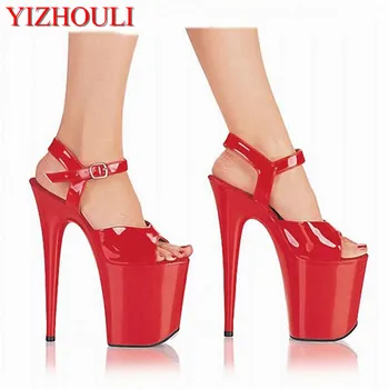 Seksualus brandi naktinis klubas stiliaus moteriški batai, vasaros 8 colių stiletto mados etapas, 20 cm aukščio kulnas sandalai
