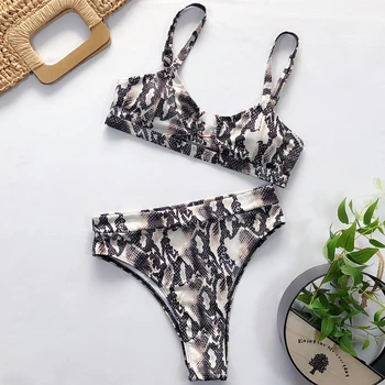 Seksualus maudymosi kostiumėlis Moterims Aukšto Juosmens Bikinis Mikro Aukštos Kojos Plaukimo Kostiumas Maudymosi Kostiumą Gyvatė Spausdinti maudymosi Kostiumėliai Moterims 2020 Bikini Komplektas