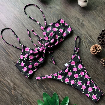 Seksualus Micro Bikini Komplektas 2020 Spausdinti Gėlių Maudymosi Kostiumėlį Moteris Push Up Bikini Moterims, Maudymosi Kostiumėliai, Maudymosi Kostiumą, Brazilijos Plaukimo Kostiumas