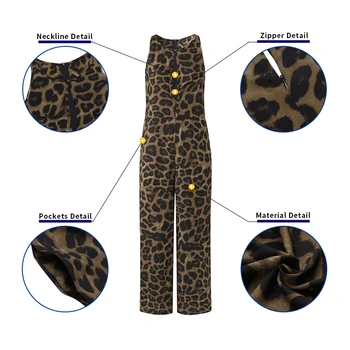 Seksualus Rompers 2021 VONDA Moterų Tuščiaviduriai Šalies Jumpsuits Rankovių darbo drabužiai Derliaus Leopardas Spausdinti Playsuits Atsitiktinis Kelnės Plius Dydis