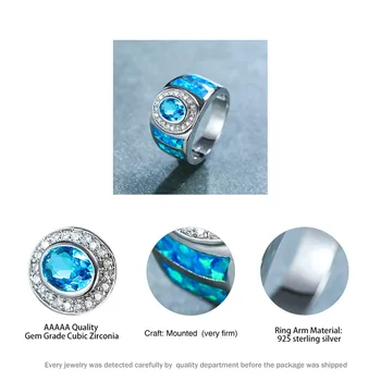 Senovinių Moterų Mėlynojo Ovalo Formos Kristalų Žiedas Classic Sidabro Spalvos Vestuvių Žiedai Moterims, Stilinga Nuotakos Opalas Akmuo Sužadėtuvių Žiedas